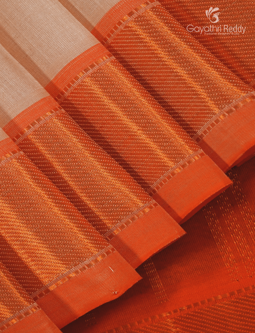 Pure Arani Sico Saree in Cream and Orange