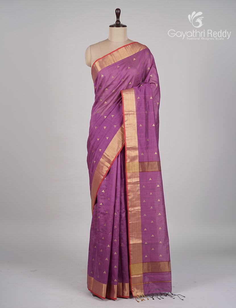 Pure Chanderi Sico Saree in Deep Onion Pink