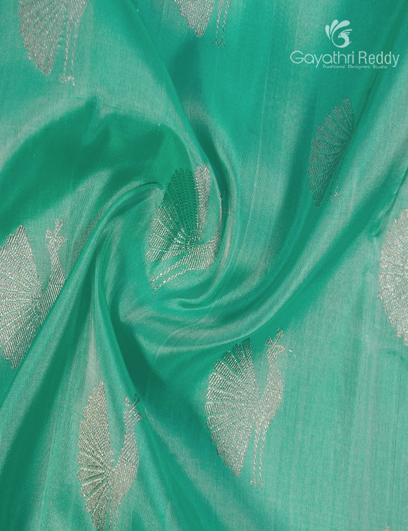 Pure Venkatagiri Silk Saree in Sea Green and Baby Pink