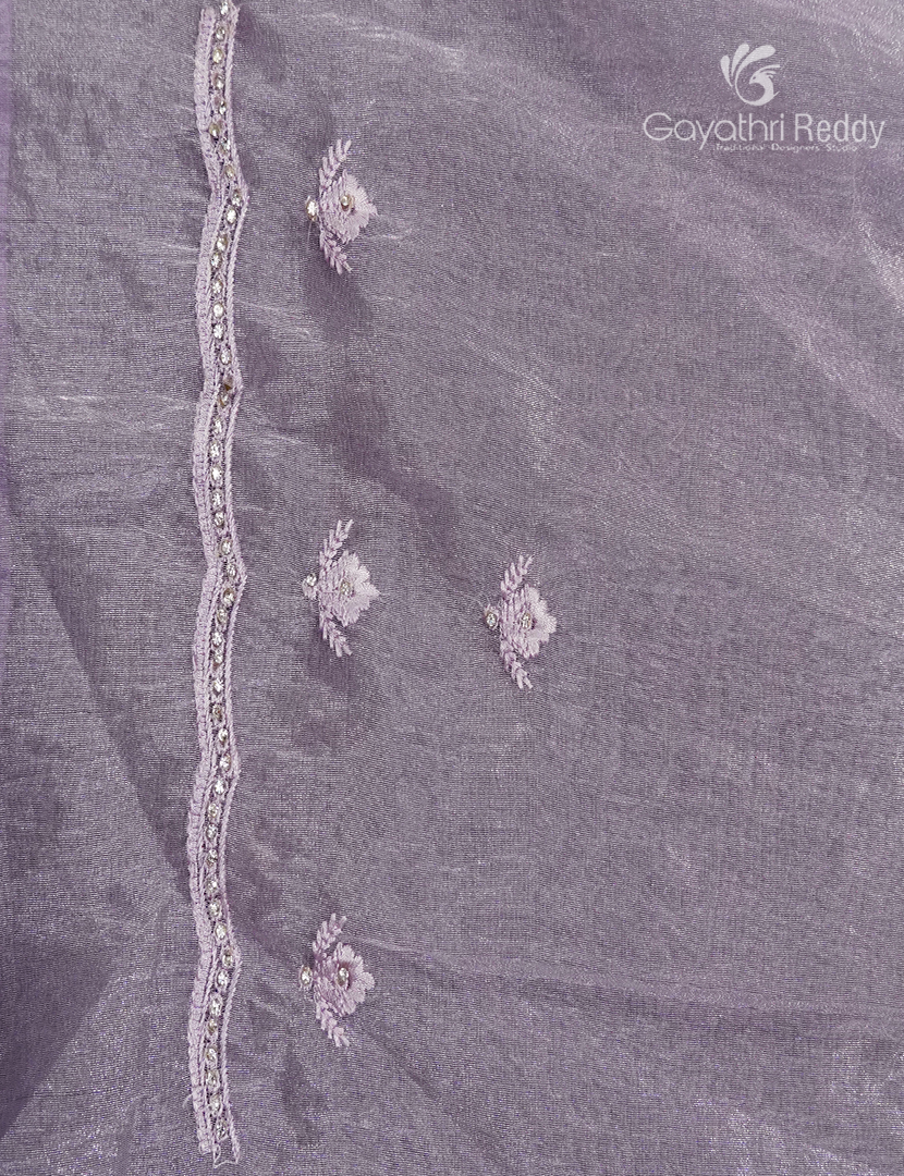Glass Organza Saree in Pastel Lilac Pink