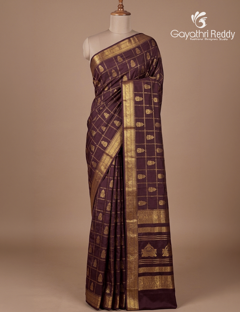 Pure Mysore Silk Saree in Brown