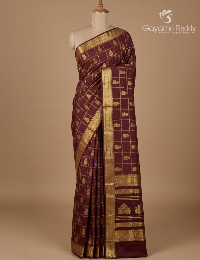 Pure Mysore Silk Saree and in Deep Snuff