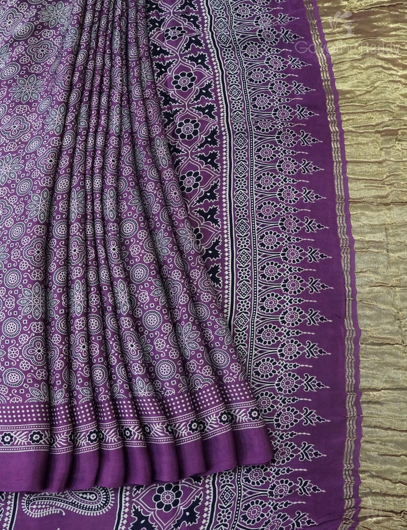 MODAL AJRAKH PRINT SAREE-PMS89