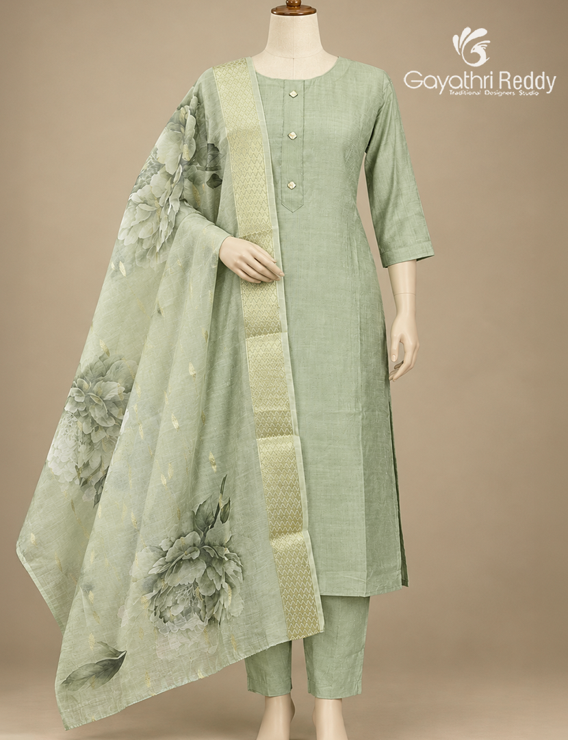 Readymade Dress Set in Mint Green
