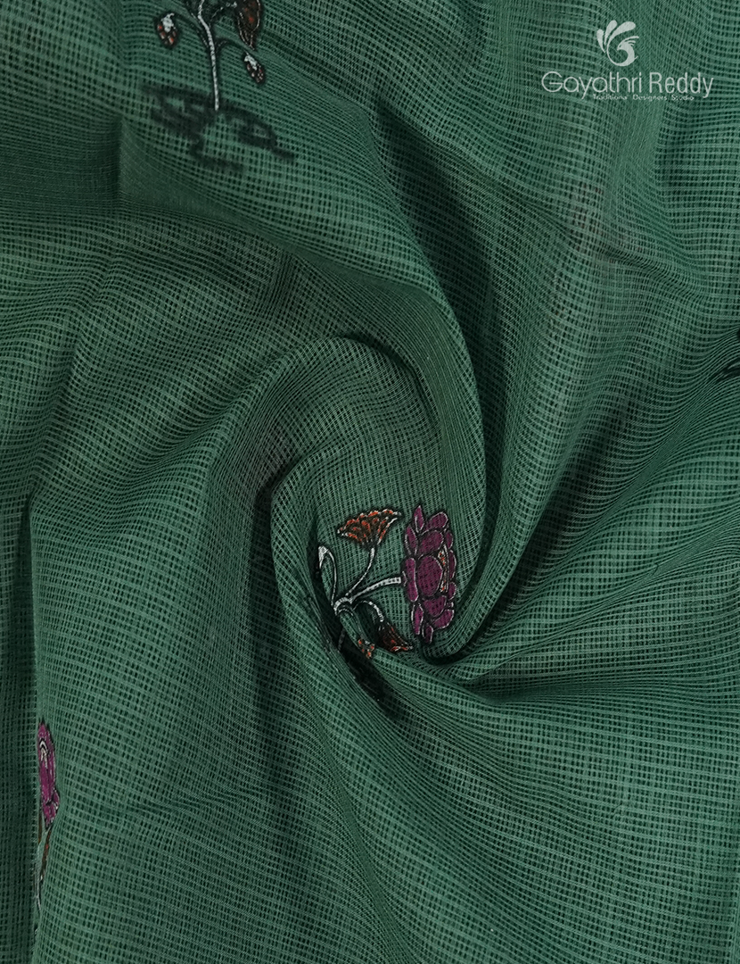 Premium Quality Cotton Kota Saree in Sage Green and Pink