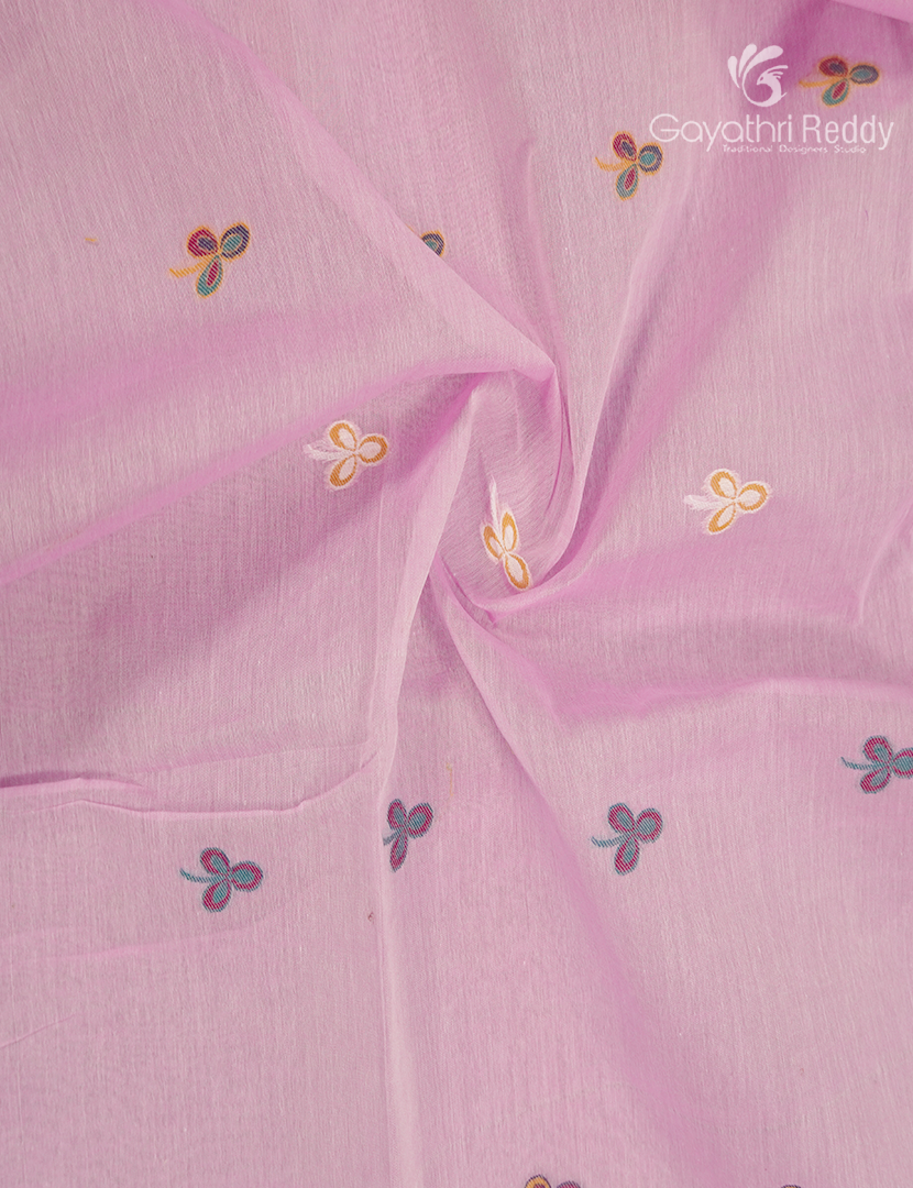 Jamdani Cotton Saree in Baby Pink