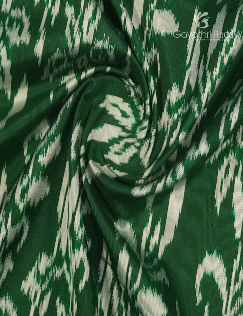Pure Ikat Silk Saree in Bottle Green
