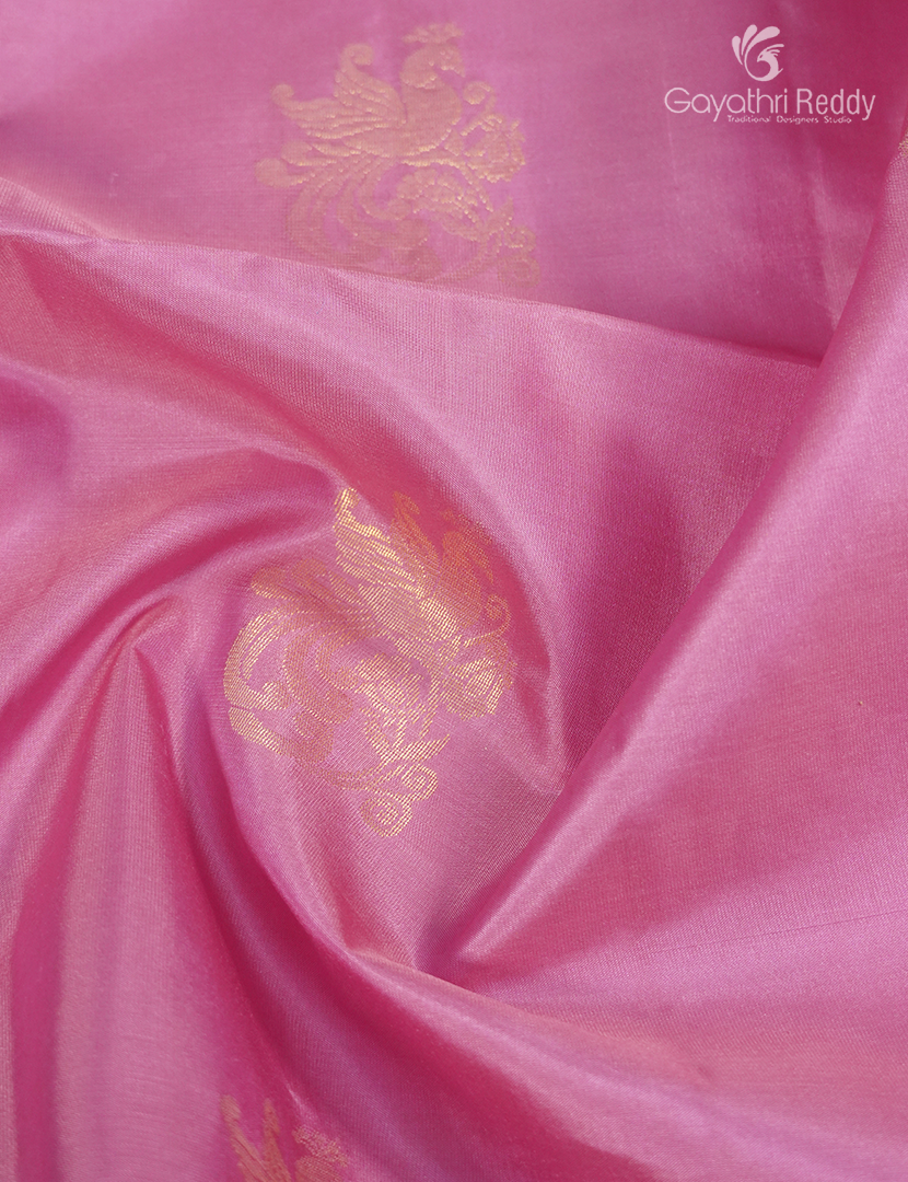 Pure Kanchi Vintage Saree in Baby Pink and Deep Violet