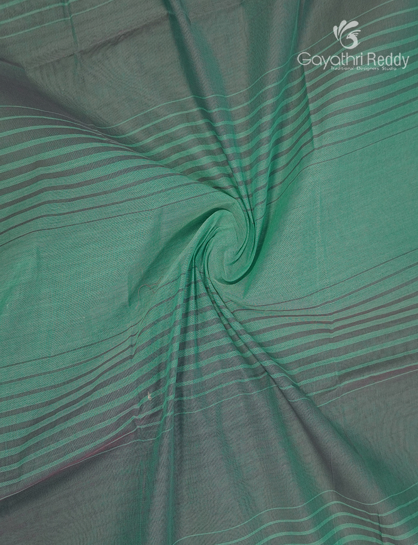 Pure Kanchi Cotton Saree in Sea Green and Grey