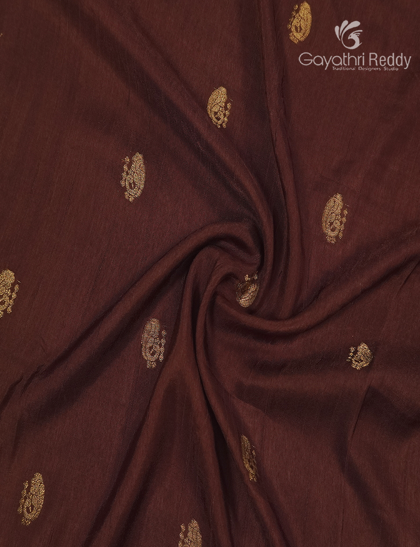 Semi Mysore Crepe Saree in Brown