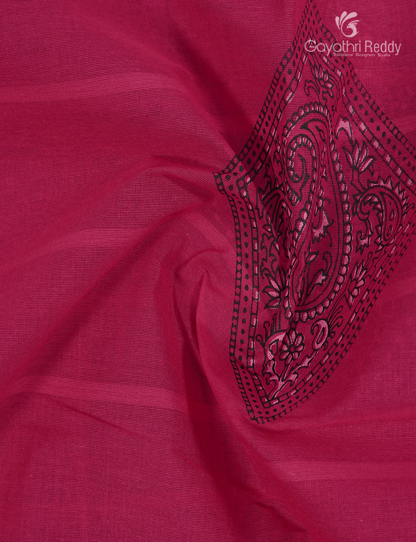 Cotton Printed Saree in Rani Pink