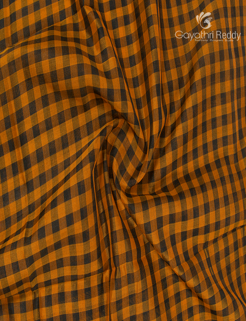 Pure Arani Sico Saree in Deep Mustard and Black