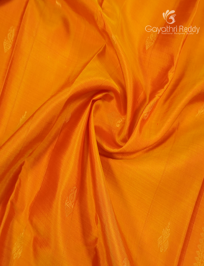 Pure Kanchipuram Silk Saree in Yellow and Red