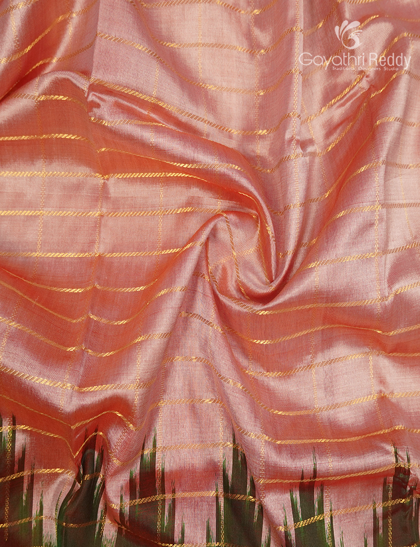 Pure Ikat Silk Saree in Pastel Peach