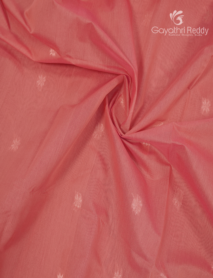 Kanchipuram Sico Saree in Peach and Khakhi Green