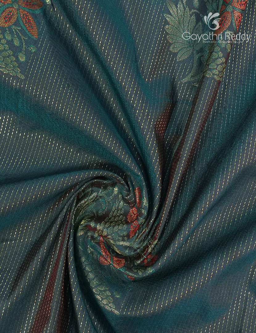 Semi Kanchipuram Silk Saree in Peach and Deep Brown