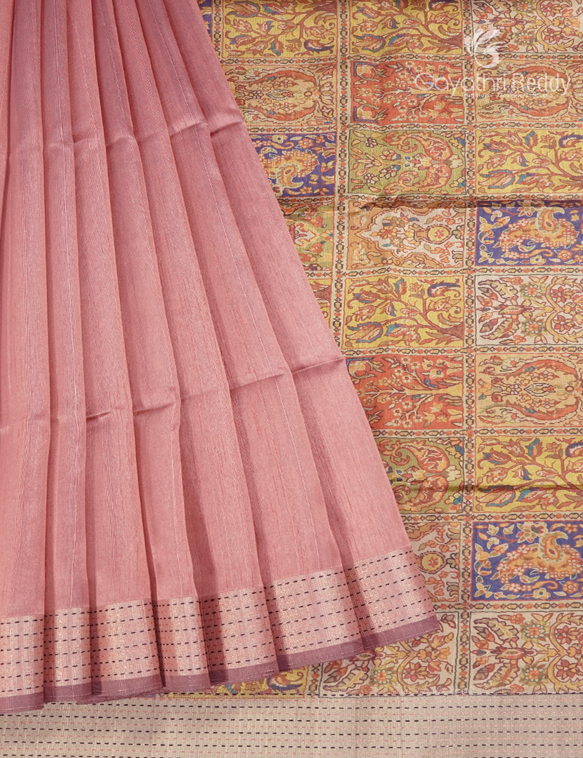 Semi Tussar Saree in Pastel Peach