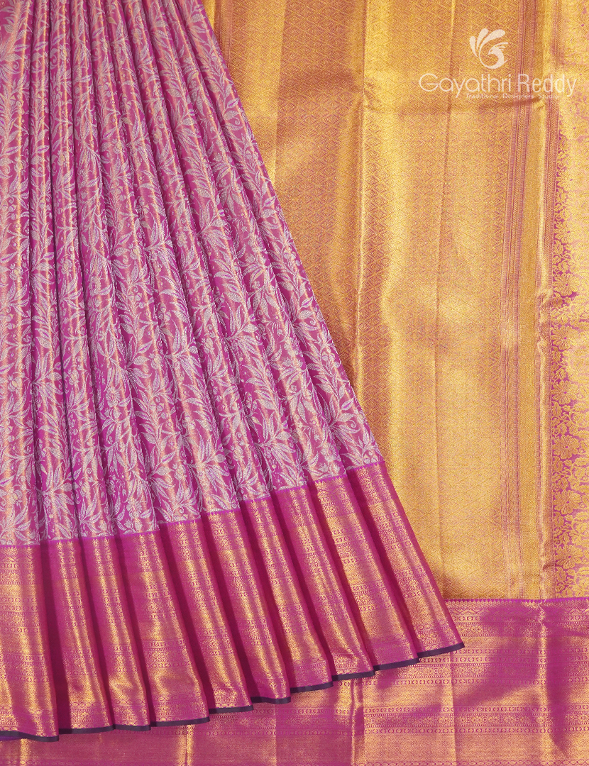 Pure Kanchipuram Silk Bridal Saree in Baby Pink and Rani Pink