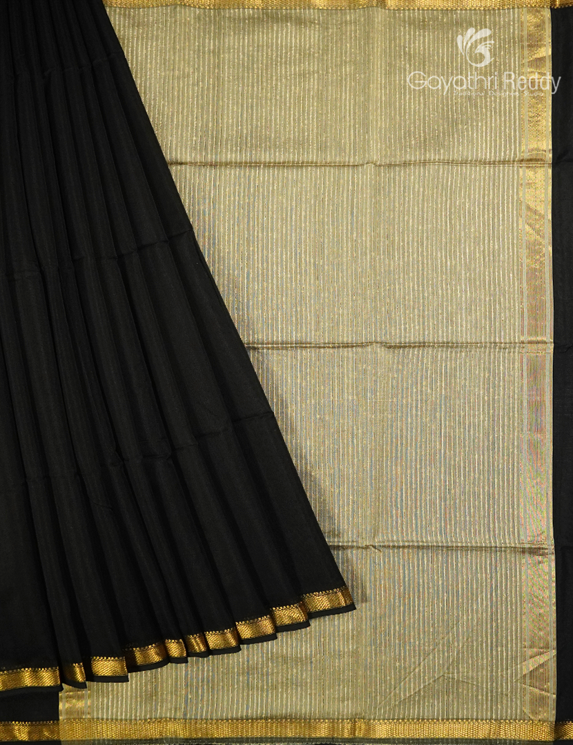 Pure Chanderi Sico Saree in Black