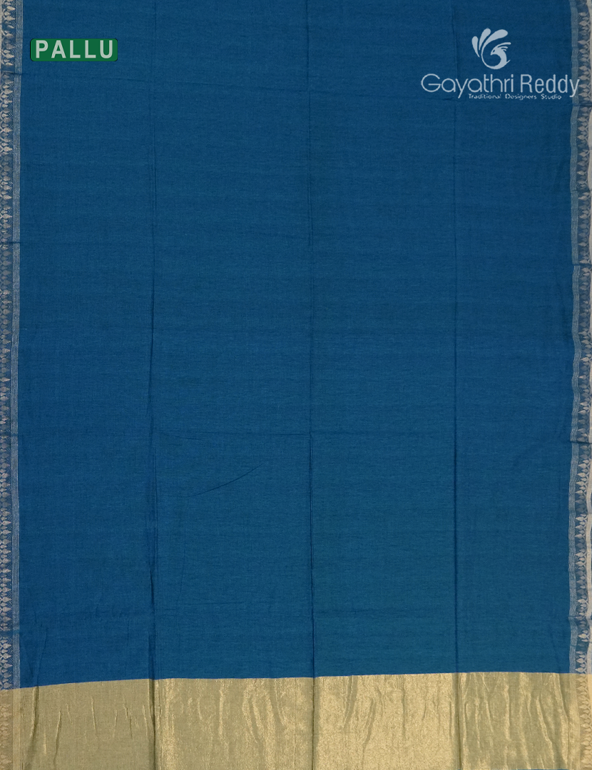 Jamdani Cotton Saree in Deep Rama Blue