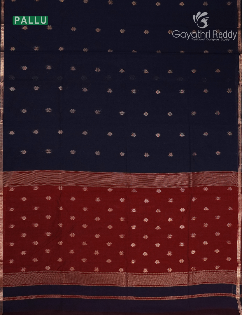 Kanchipuram Sico Saree in Navy Blue and Maroon Red