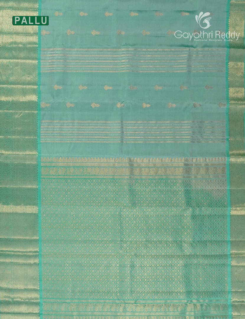 Pure Kanchipuram Silk Saree in Sea Green (Broad Borders )