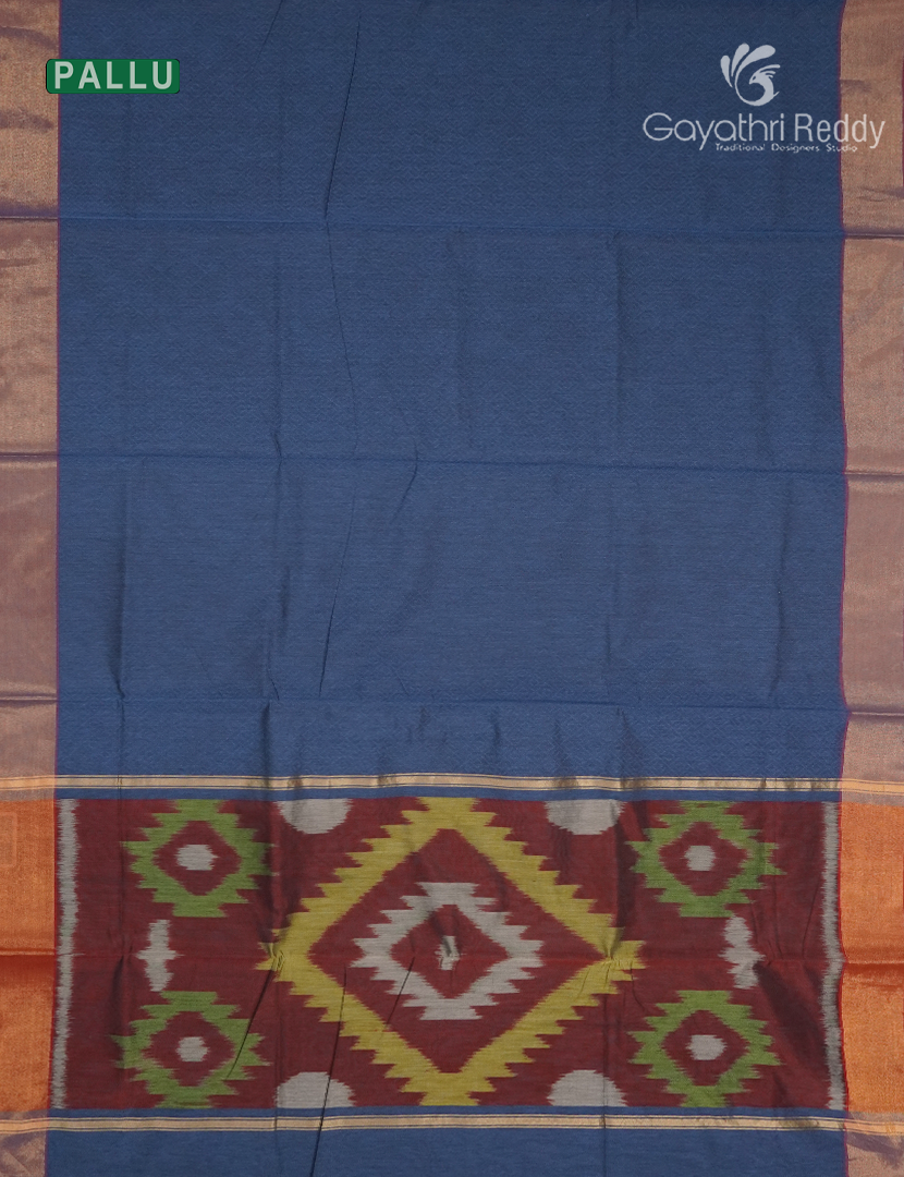 Semi Ikat Sico Saree in Elephant Grey