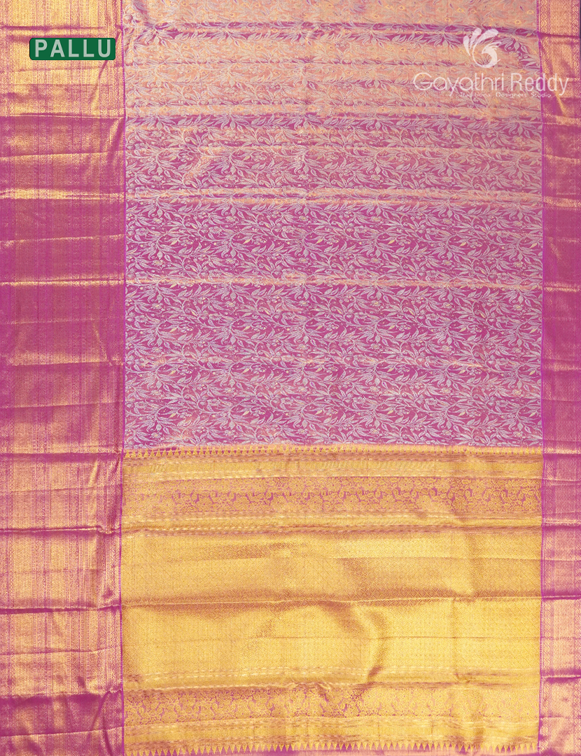 Pure Kanchipuram Silk Bridal Saree in Baby Pink and Rani Pink