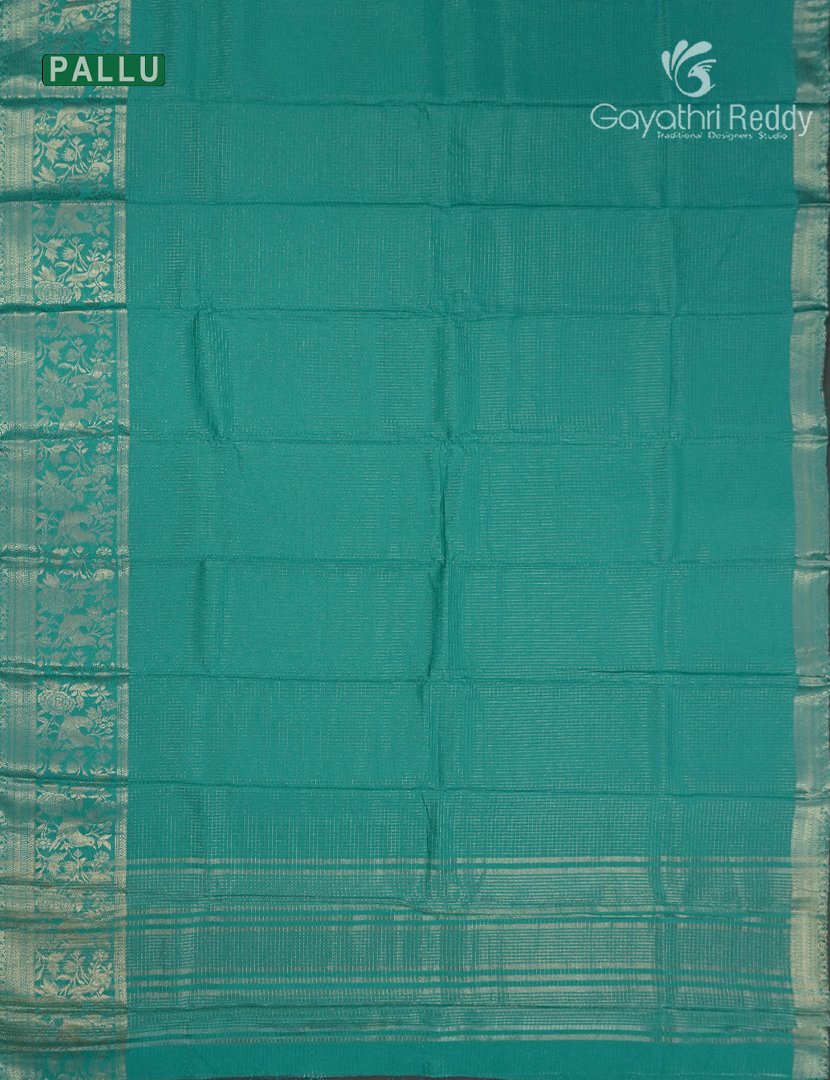 Semi Mysore Crepe Saree in Sea Foam Green