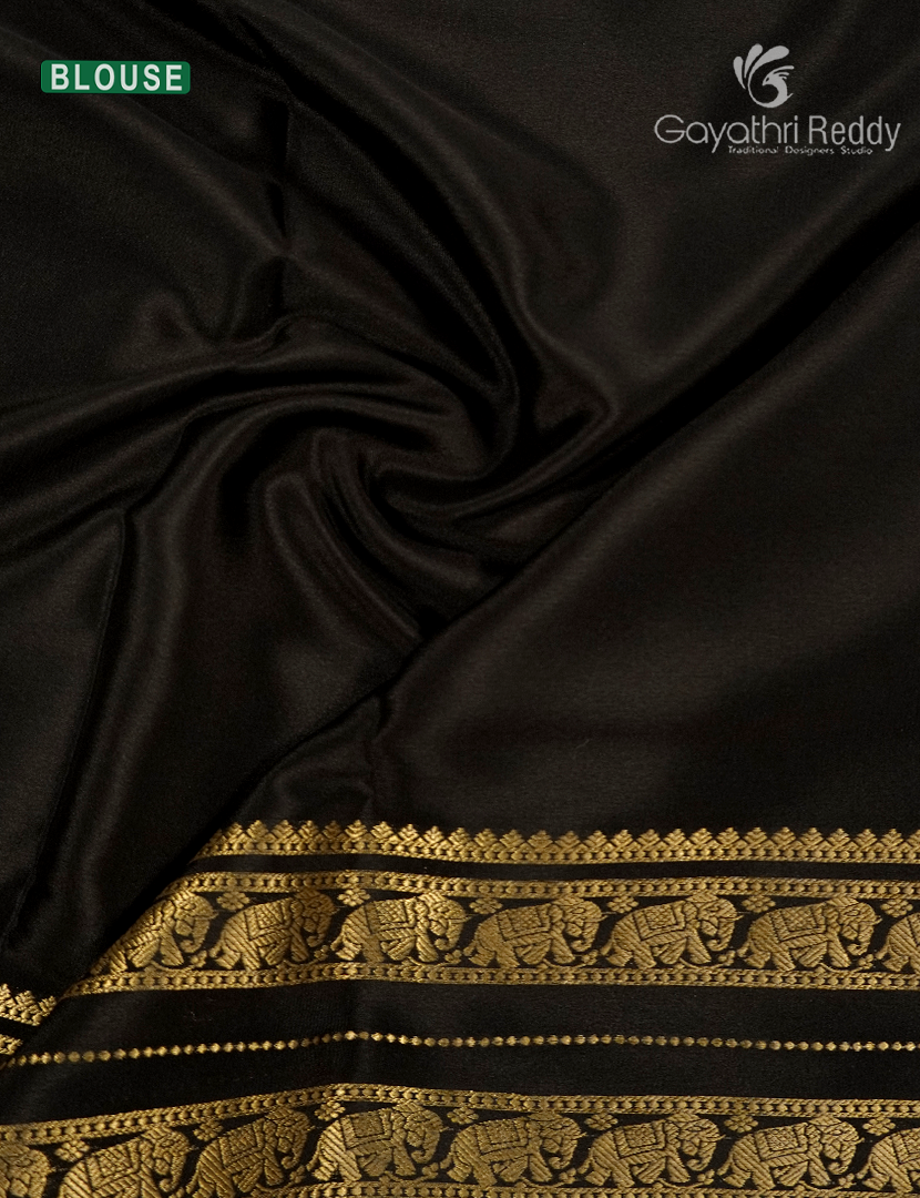 Pure Mysore Silk Saree in Golden Beige and Deep Brown