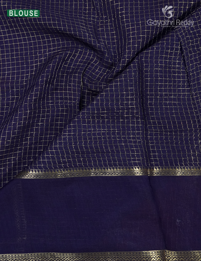 Semi Mysore Crepe Saree in Deep Rose Pink and Navy Blue