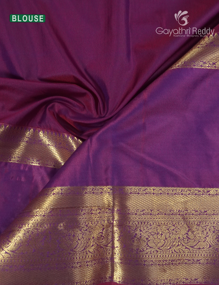 Semi Kanchipuram Silk Saree in Grey and Deep Pink