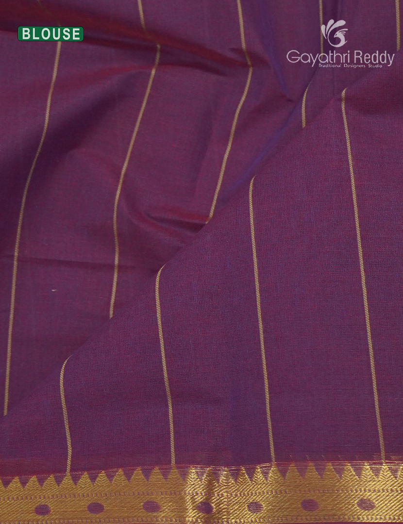 Pure Kanchi Cotton Saree in Deep Jamun