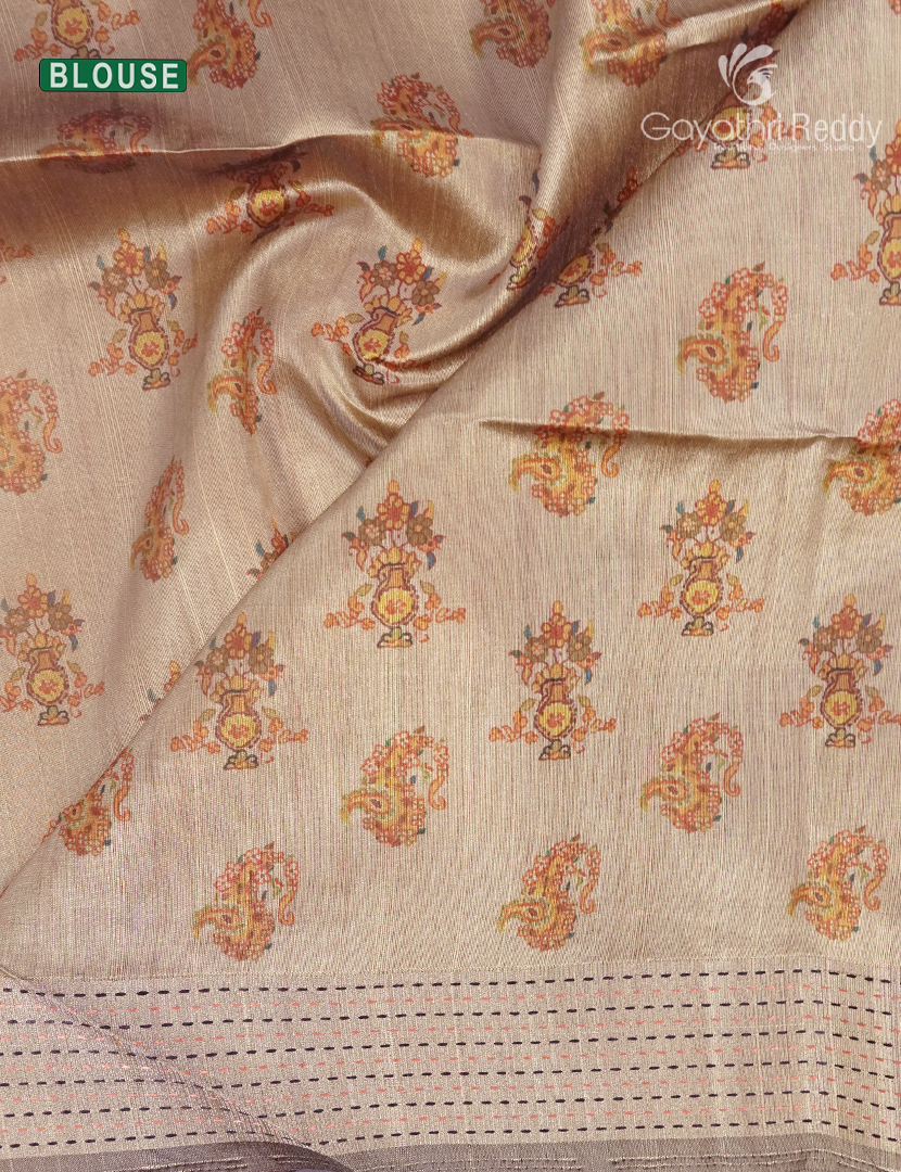 Semi Tussar Saree in Pastel Peach