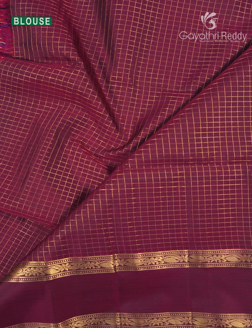 Pure Kanchipuram Vintage Silk Saree in Blue and Maroon