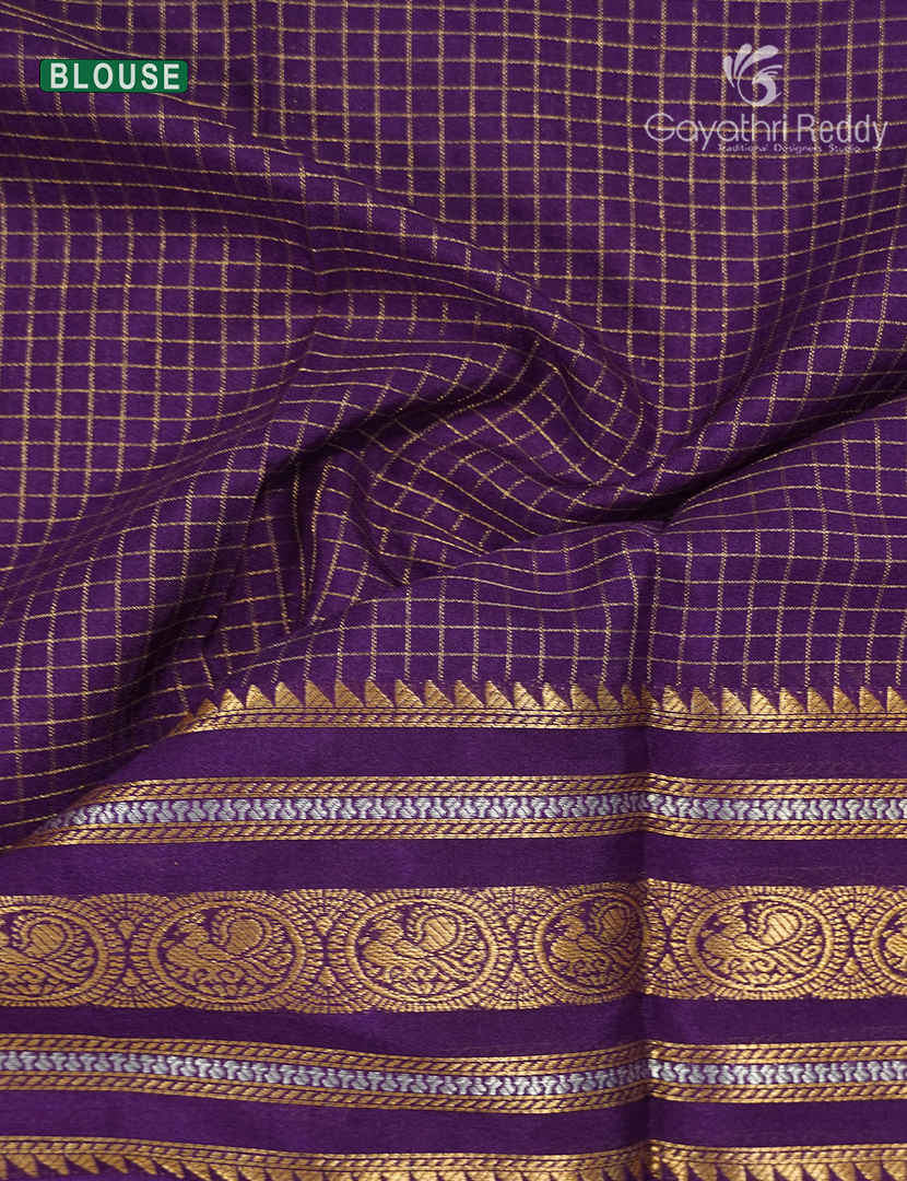 Semi Mysore Crepe Saree in Yellow and Deep Purple