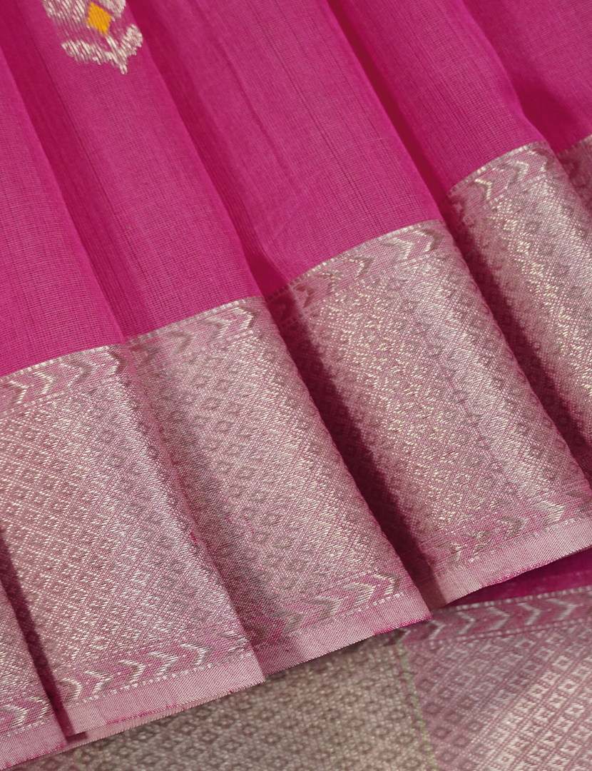 Pure Chanderi Sico Saree in Rose Pink