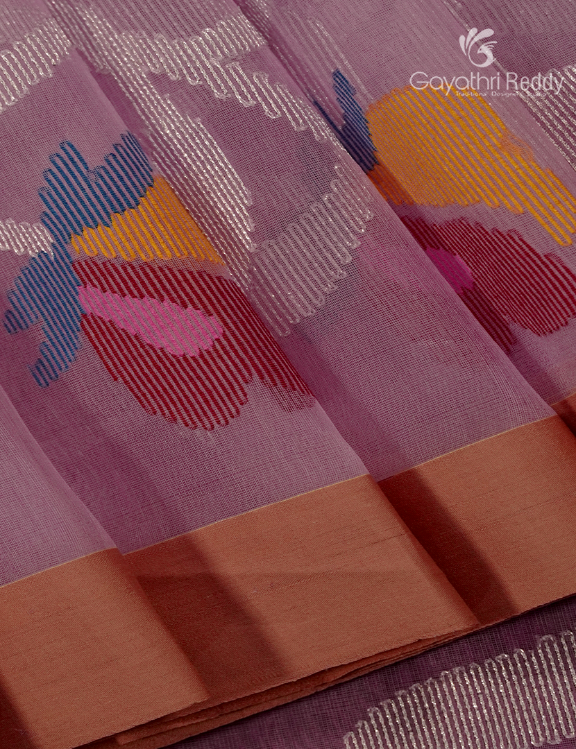Pure Jamdani Kora Saree in Baby Pink
