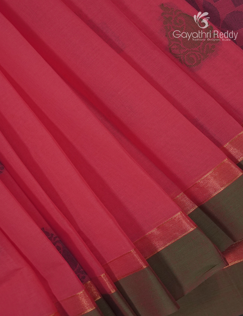 Pure Kanchi Cotton Saree in Lotus Pink