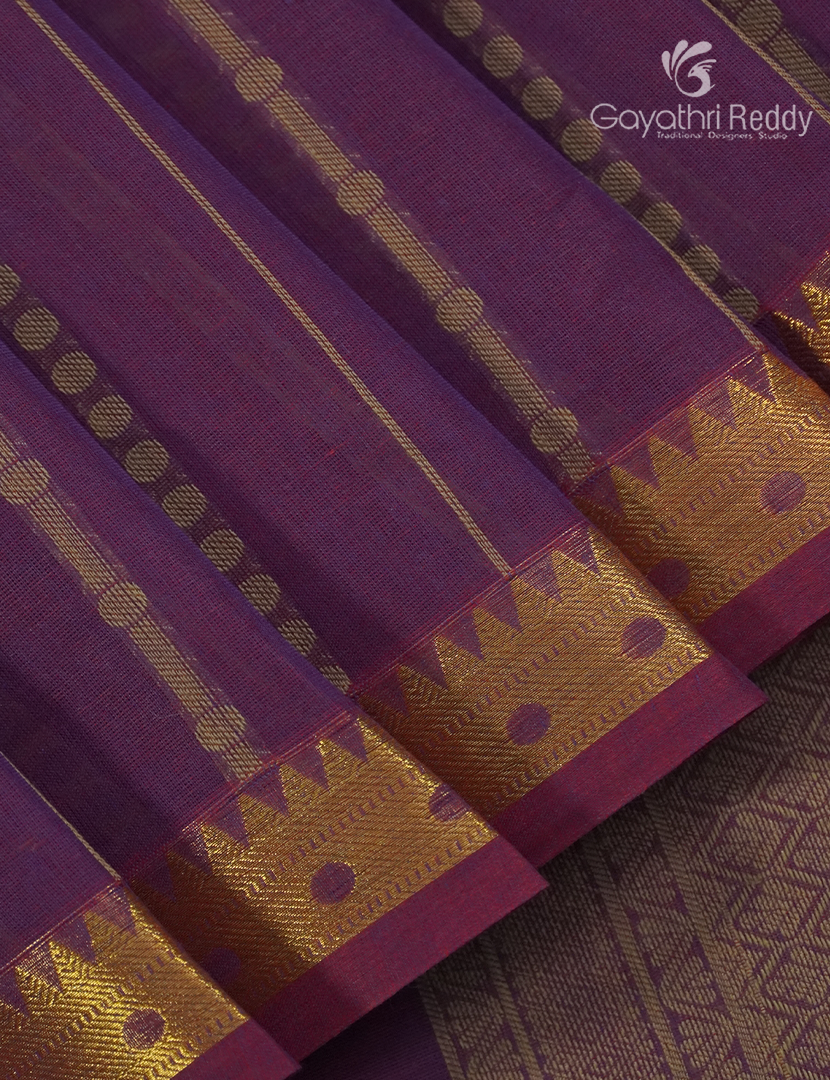 Pure Kanchi Cotton Saree in Deep Jamun