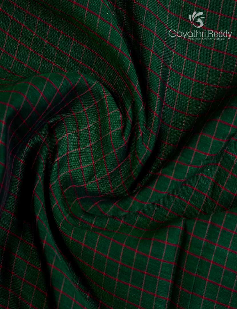 Pure Narayanpet Cotton Saree in Deep Bottle Green