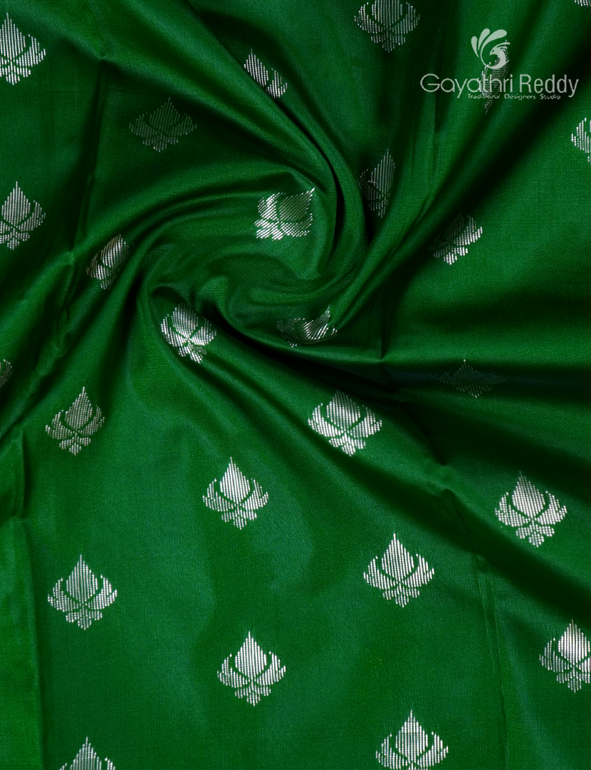 Semi Banaras Katan Silk Saree in Green and Pink
