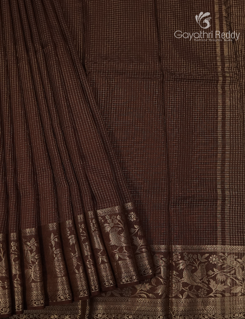 Semi Mysore Crepe Saree in Brown