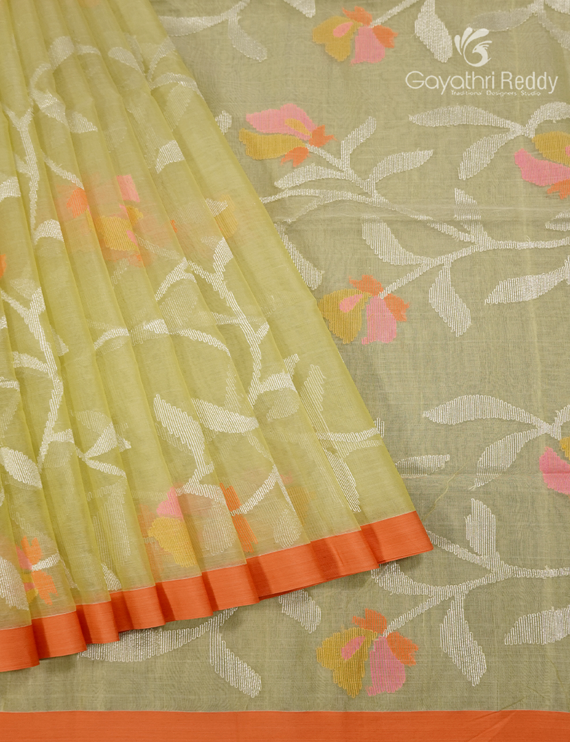 Pure Jamdani Kora Saree in Pastel Green
