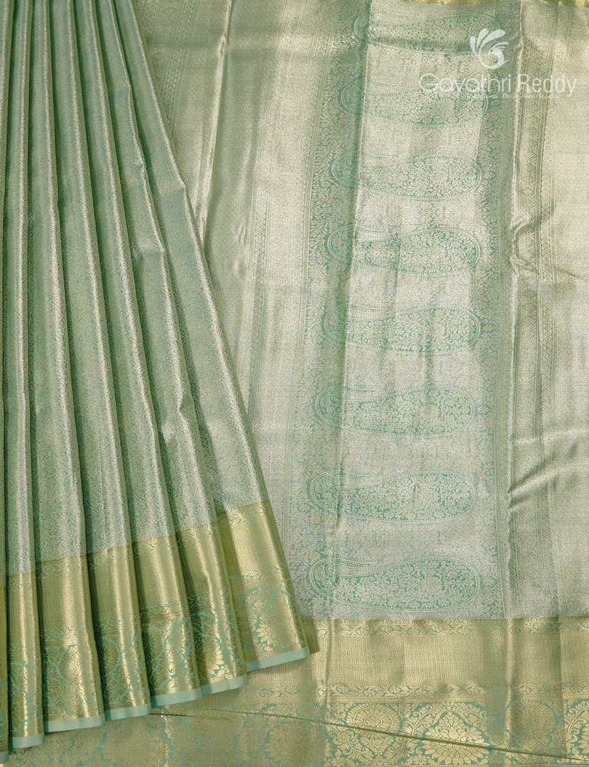 Semi Kanchipuram Silk Saree in Mint Green