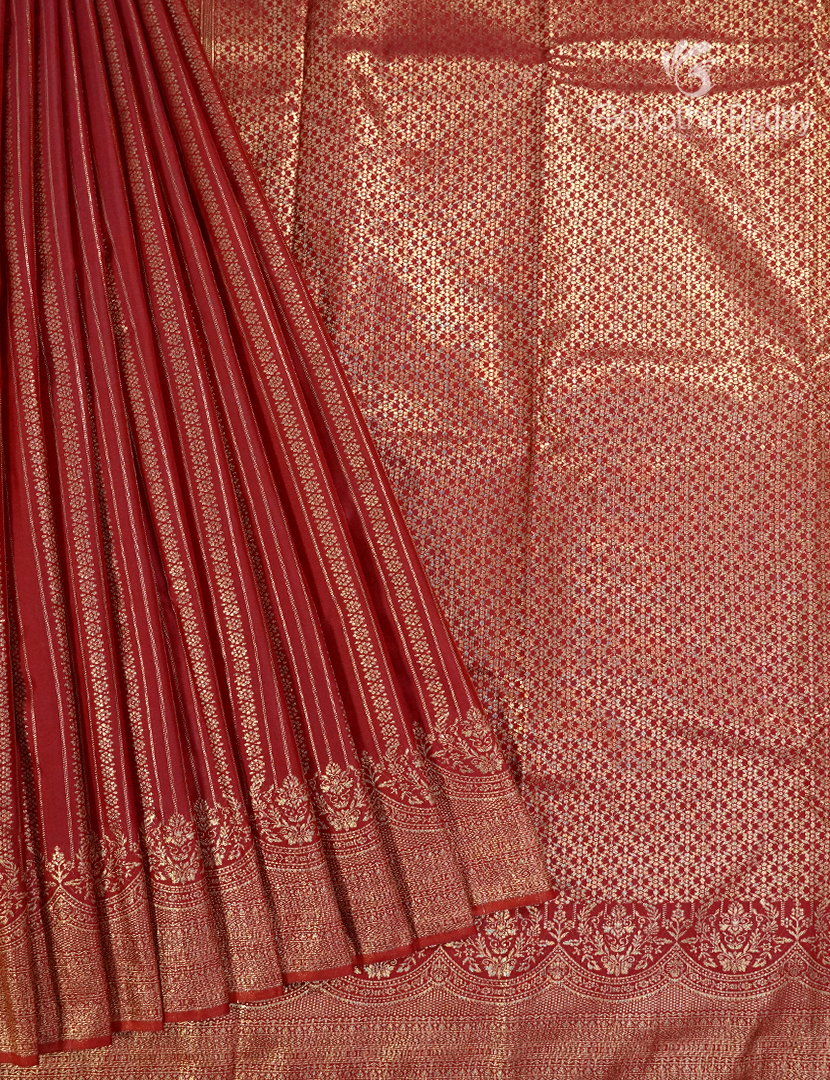 Semi Kanchipuram Silk Saree in Maroon Red