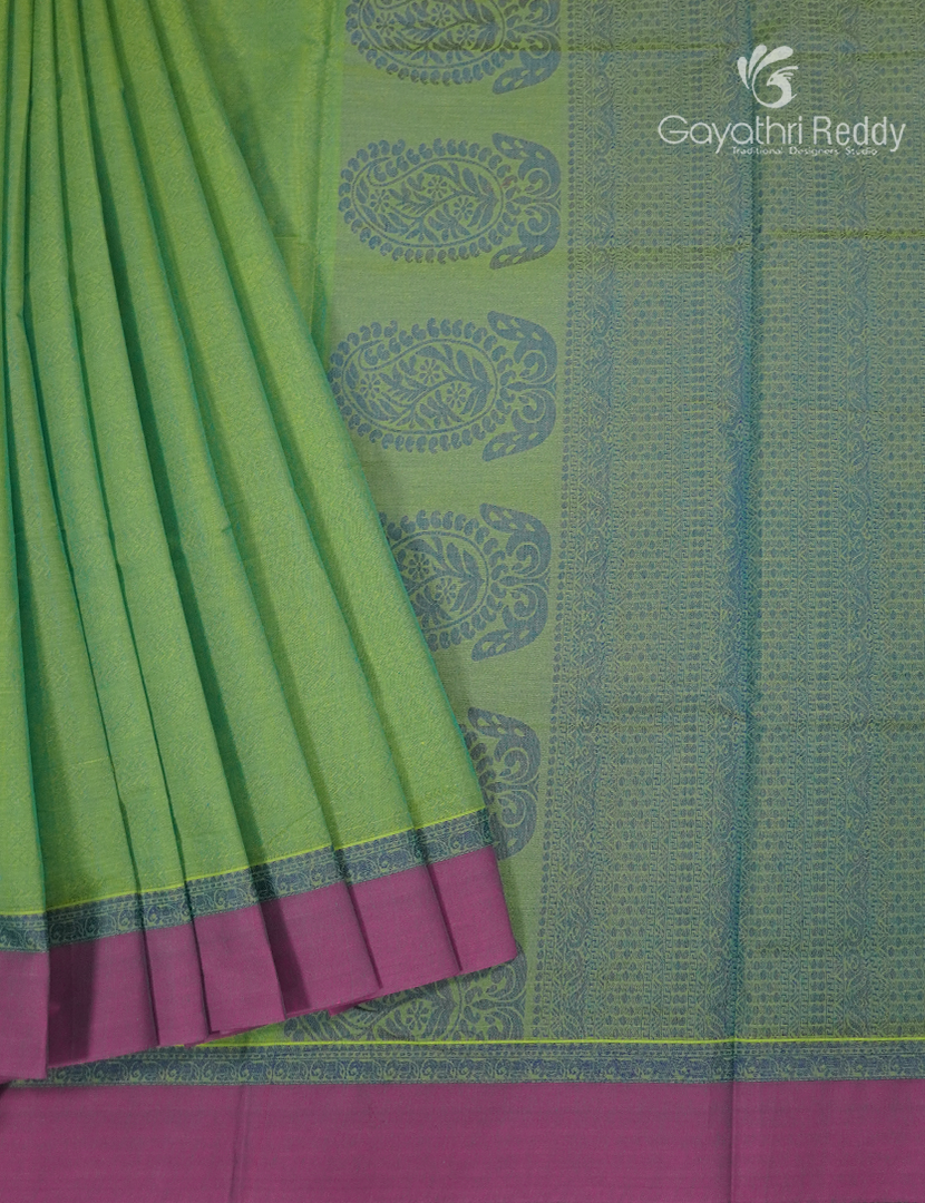 Pure Kanchi Cotton Saree in Sea Green