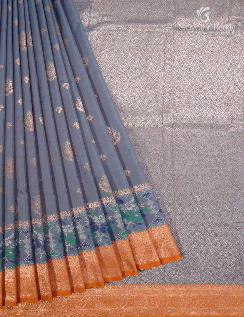 Semi Kanchipuram Art Silk Saree in Grey