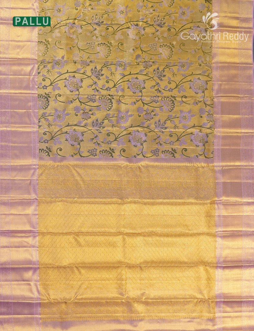 Pure Kanchipuram Silk Bridal Saree in Antique Gold and Powder Pink