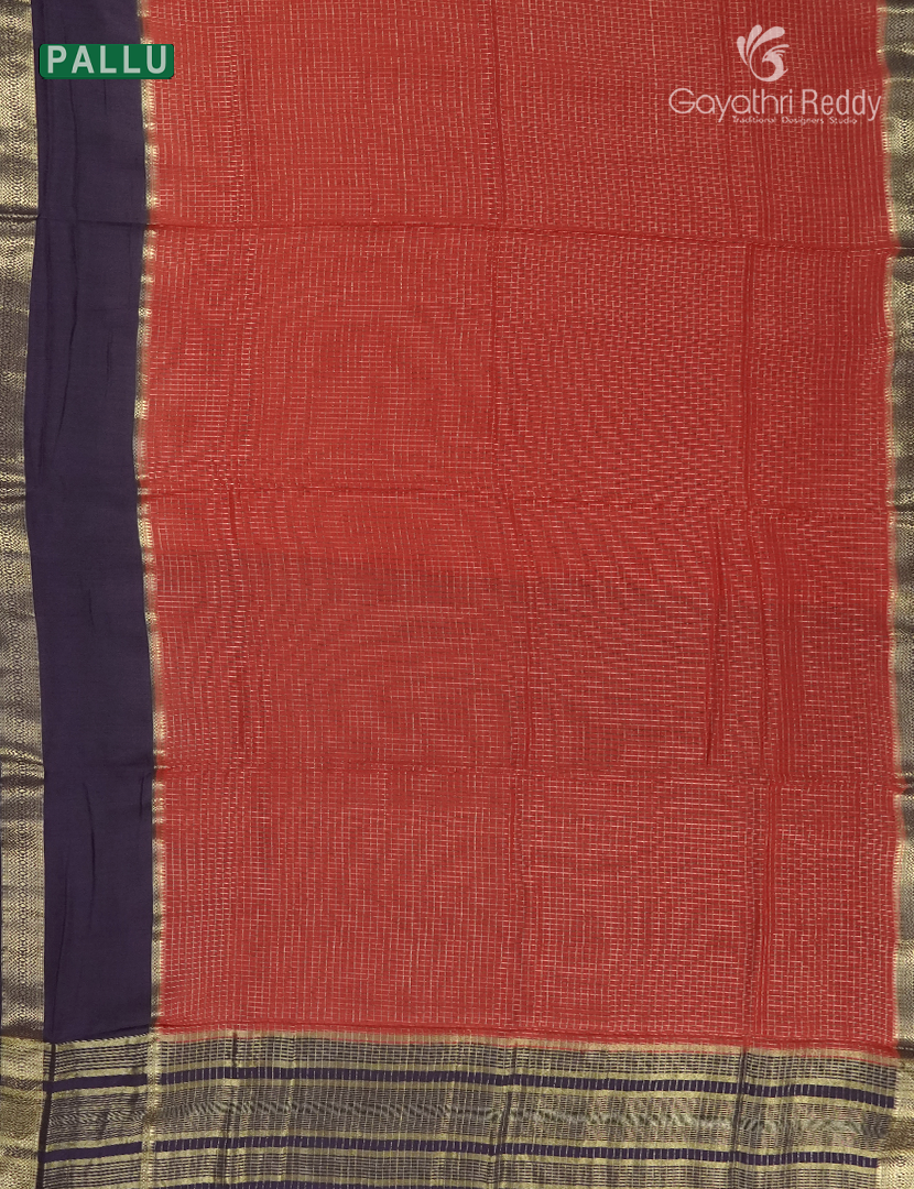 Semi Mysore Crepe Saree in Orange and Deep Violet